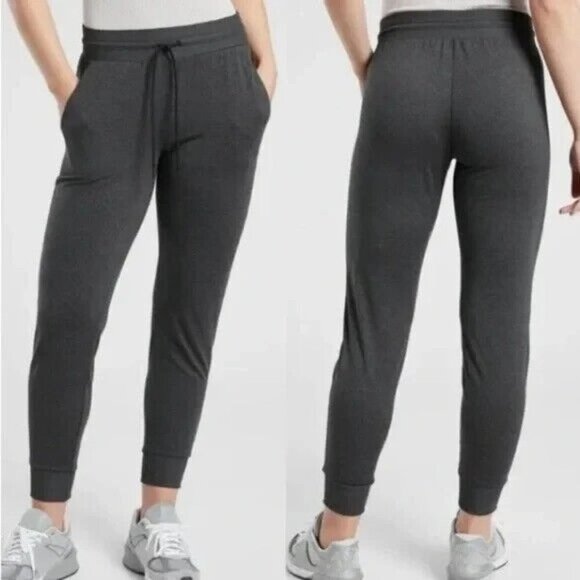 Athleta Uptempo Jogger Pant Jersey Elastic Waist Stretch Charcoal Grey Small - Picture 2 of 9